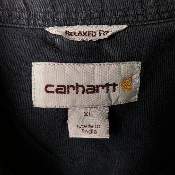 Carhartt RELAXED FIT Check Pattern Button-down Short Sleeve Work Shirt, Men's XL cotton gray type Vintage Second Hand