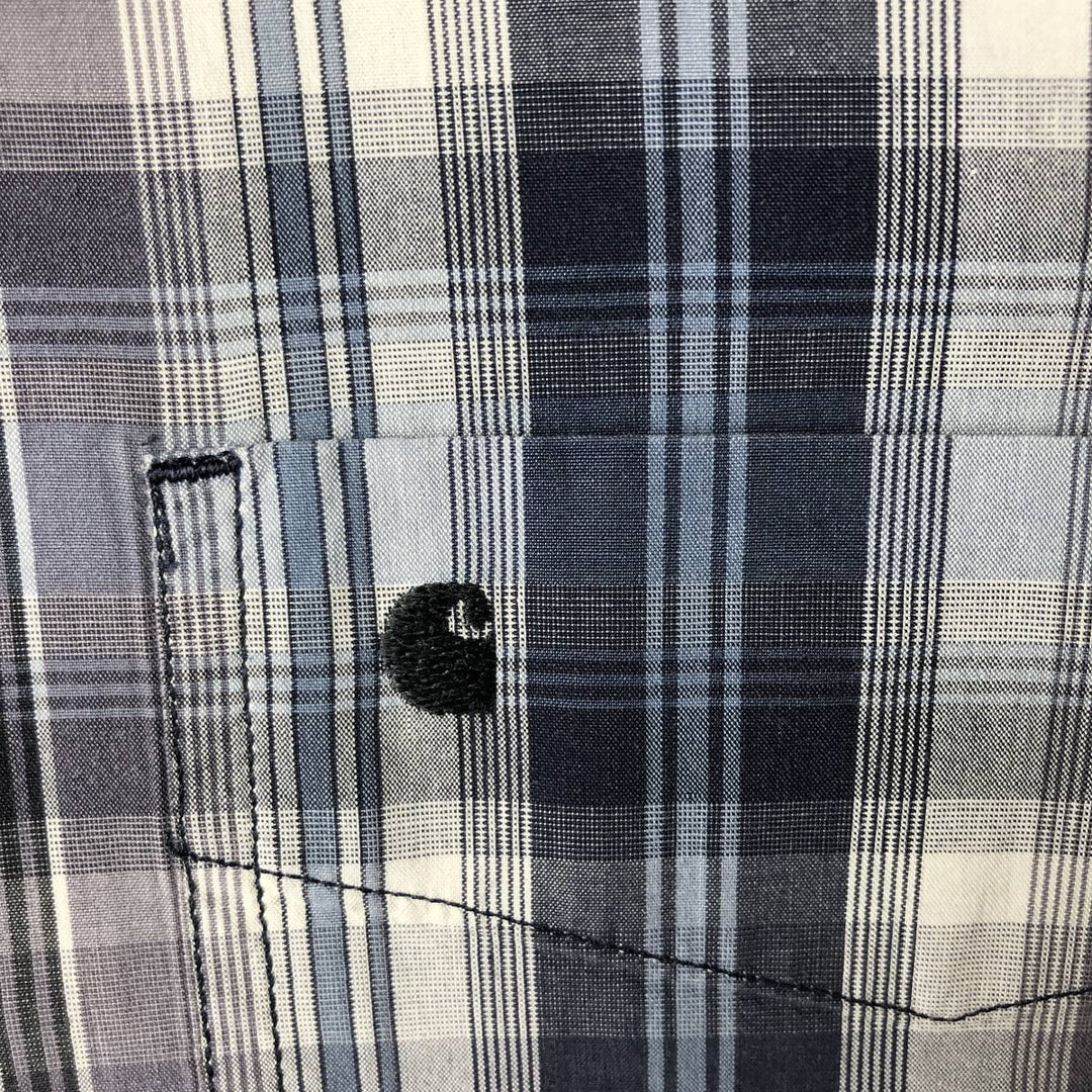 Carhartt RELAXED FIT Check Pattern Button-down Short Sleeve Work Shirt, Men's XL cotton gray type Vintage Second Hand