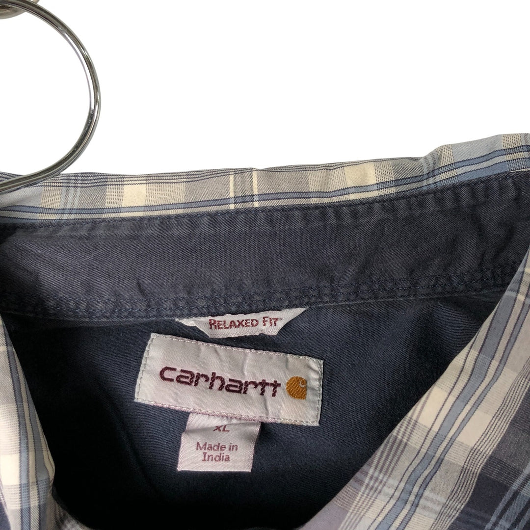 Carhartt RELAXED FIT Check Pattern Button-down Short Sleeve Work Shirt, Men's XL cotton gray type Vintage Second Hand