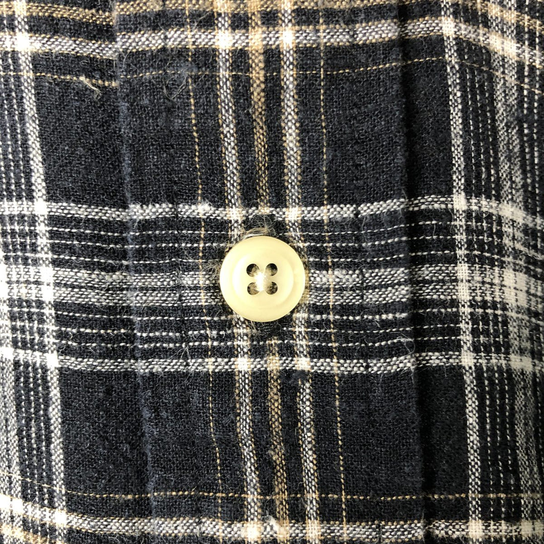 2000'S Nautica Tartan Check Short Sleeve Tencel and Linen Button-Down Shirt, Men's Size XL linen black type Vintage Second Hand