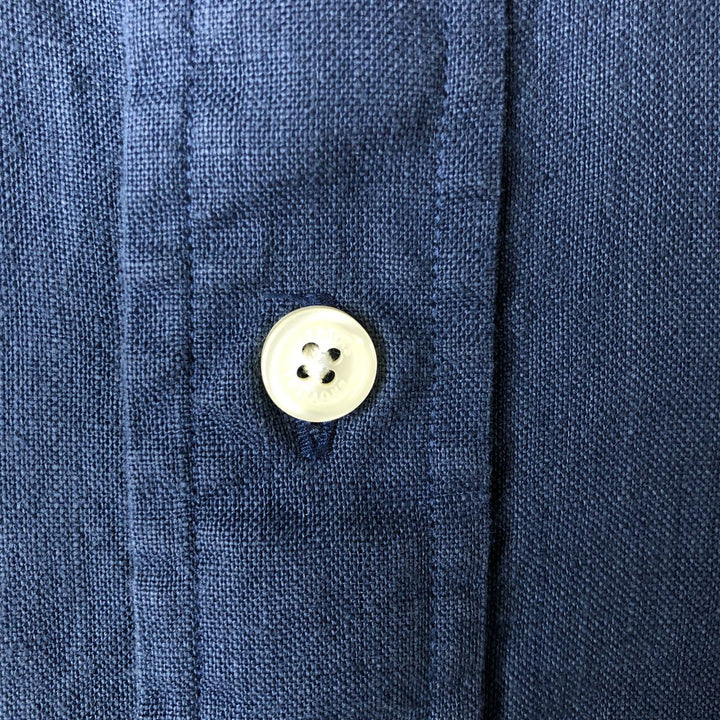 Brooks Brothers Est.1818 short sleeve linen button down shirt, men's size XL linen navy blue type Vintage Second Hand
