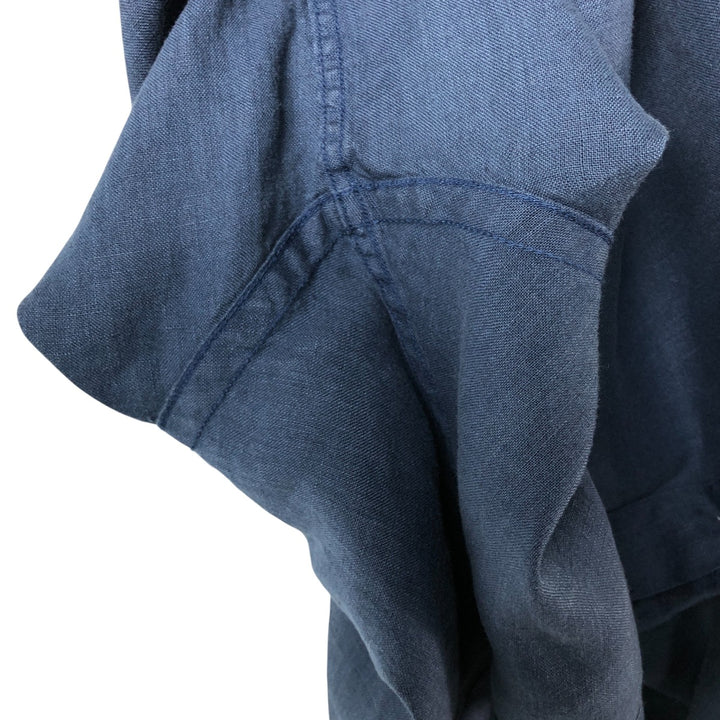 Brooks Brothers Est.1818 short sleeve linen button down shirt, men's size XL linen navy blue type Vintage Second Hand