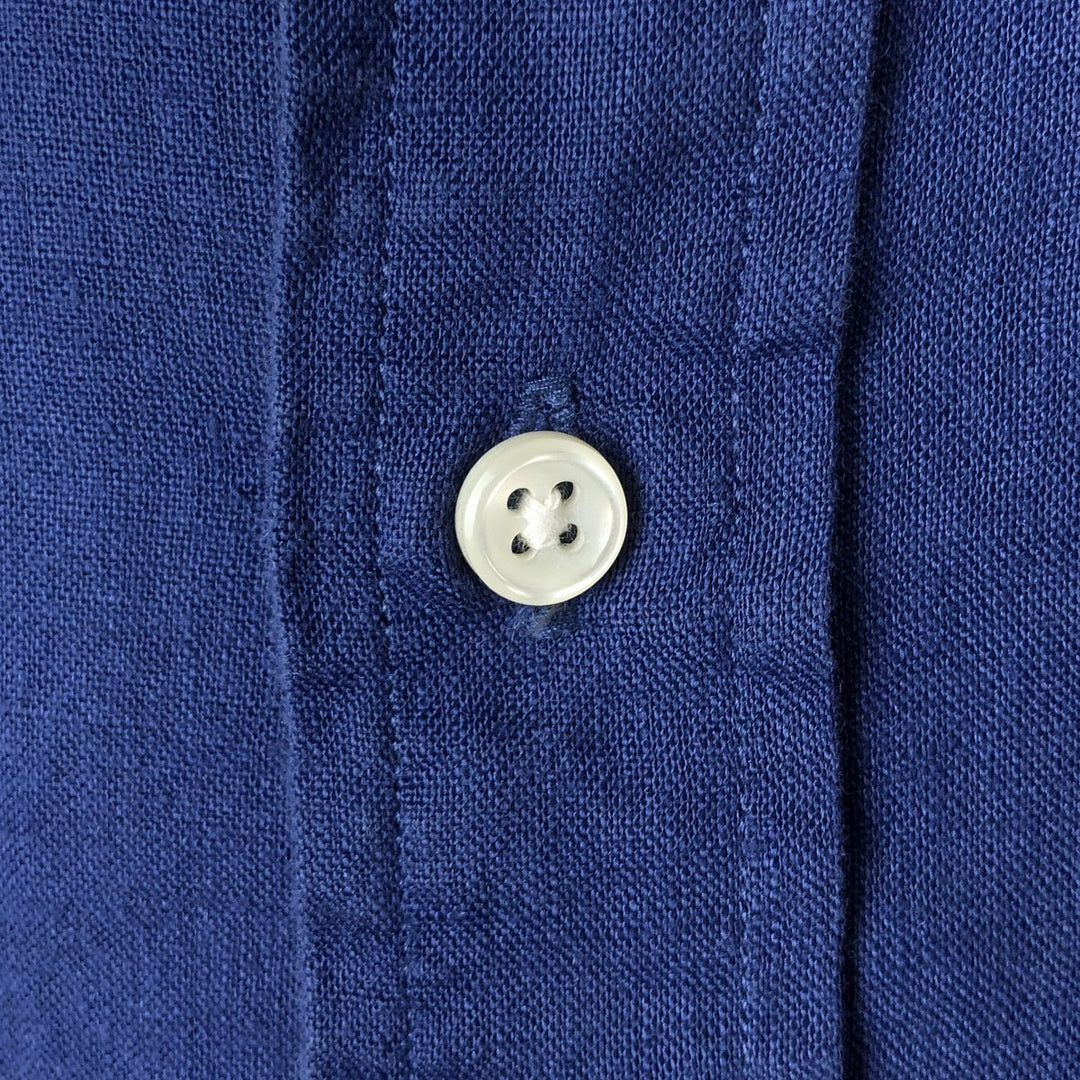 Ralph Lauren short sleeve linen button down shirt, men's size XL linen Navy blue Vintage Second Hand