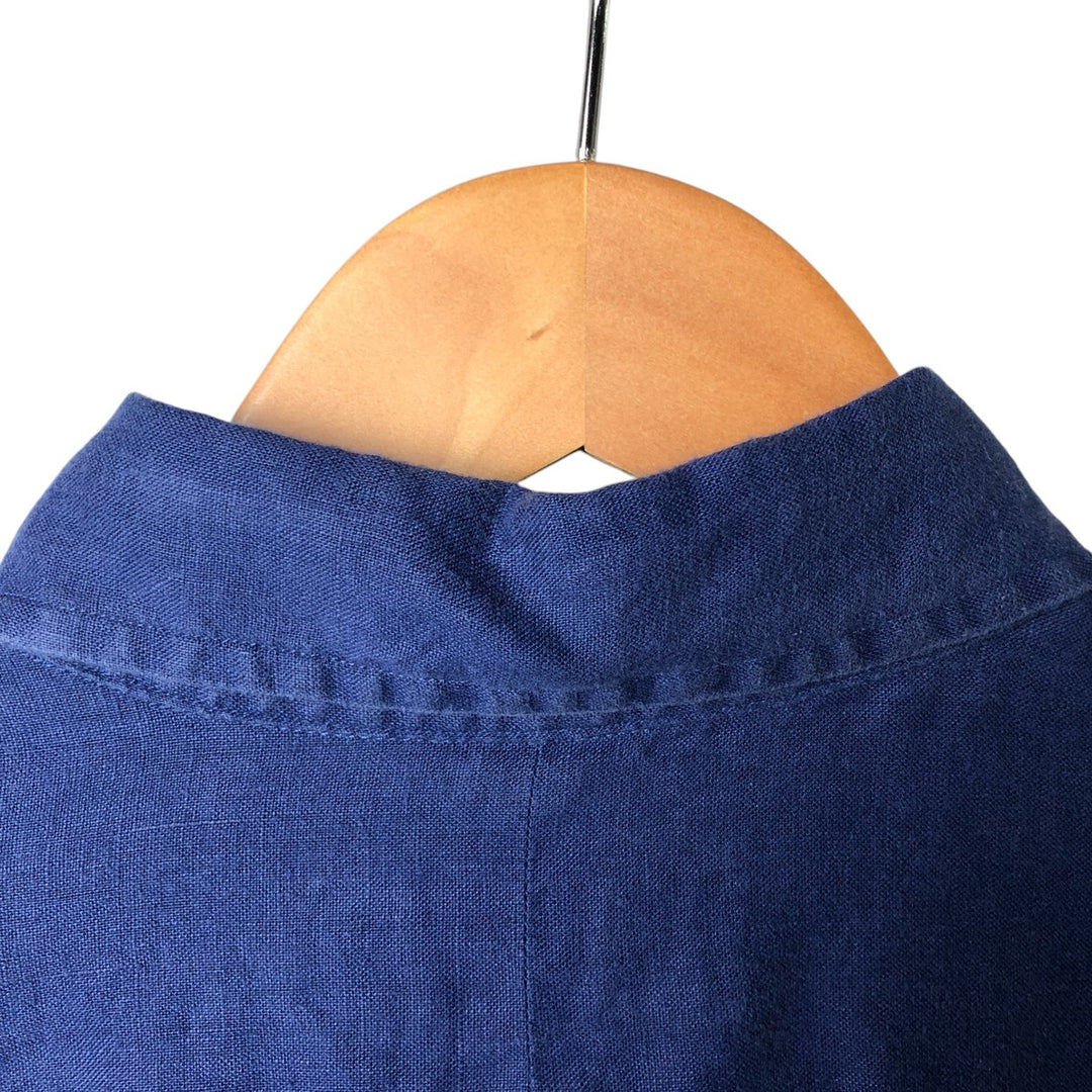 Ralph Lauren short sleeve linen button down shirt, men's size XL linen Navy blue Vintage Second Hand