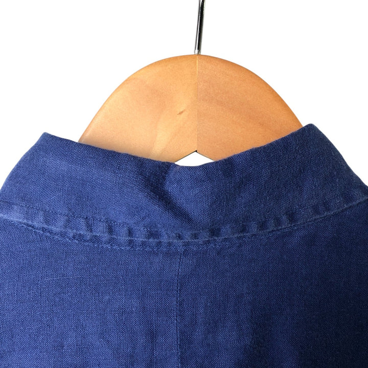 Ralph Lauren short sleeve linen button down shirt, men's size XL linen Navy blue Vintage Second Hand