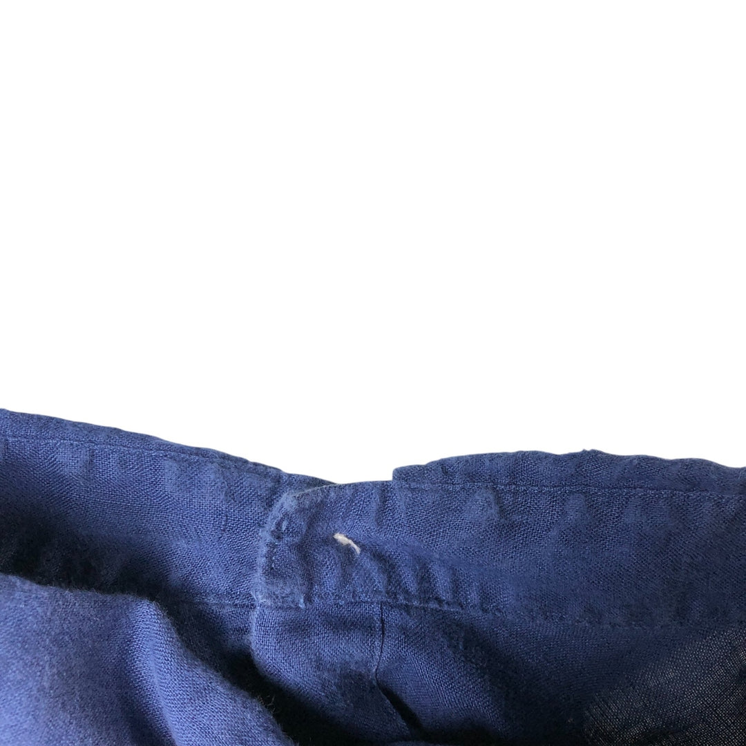 Ralph Lauren short sleeve linen button down shirt, men's size XL linen Navy blue Vintage Second Hand