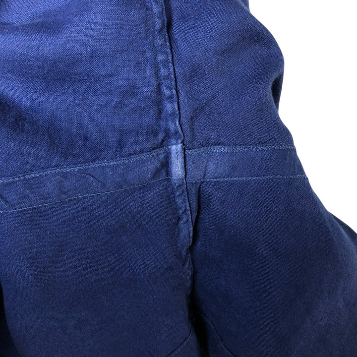 Ralph Lauren short sleeve linen button down shirt, men's size XL linen Navy blue Vintage Second Hand