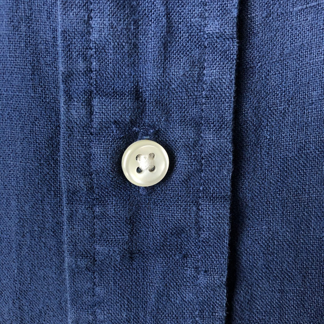 Ralph Lauren Classic Fit short sleeve linen button down shirt, men's size XL linen navy blue type Vintage Second Hand