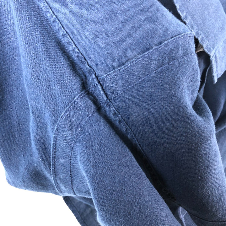 Ralph Lauren Classic Fit short sleeve linen button down shirt, men's size XL linen navy blue type Vintage Second Hand