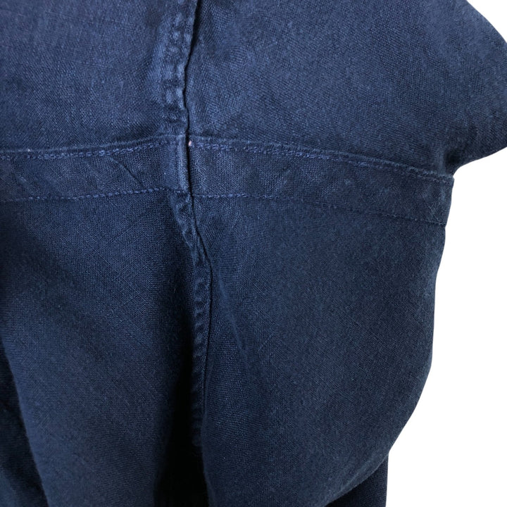 Ralph Lauren Classic Fit short sleeve linen button down shirt, men's size XL linen navy blue type Vintage Second Hand