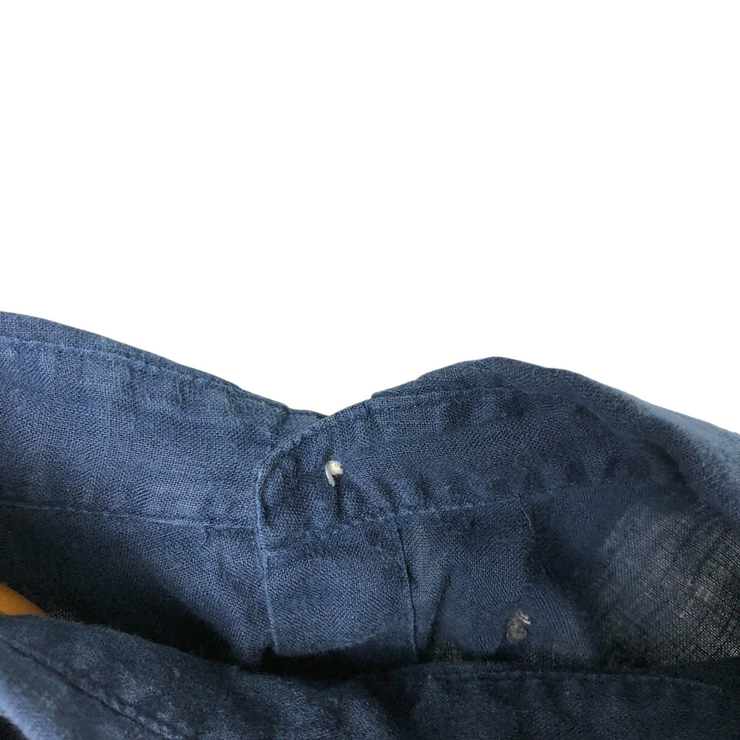 Ralph Lauren Classic Fit short sleeve linen button down shirt, men's size XL linen navy blue type Vintage Second Hand