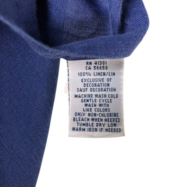 Ralph Lauren short sleeve linen button down shirt, men's size XL linen navy blue type Vintage Second Hand