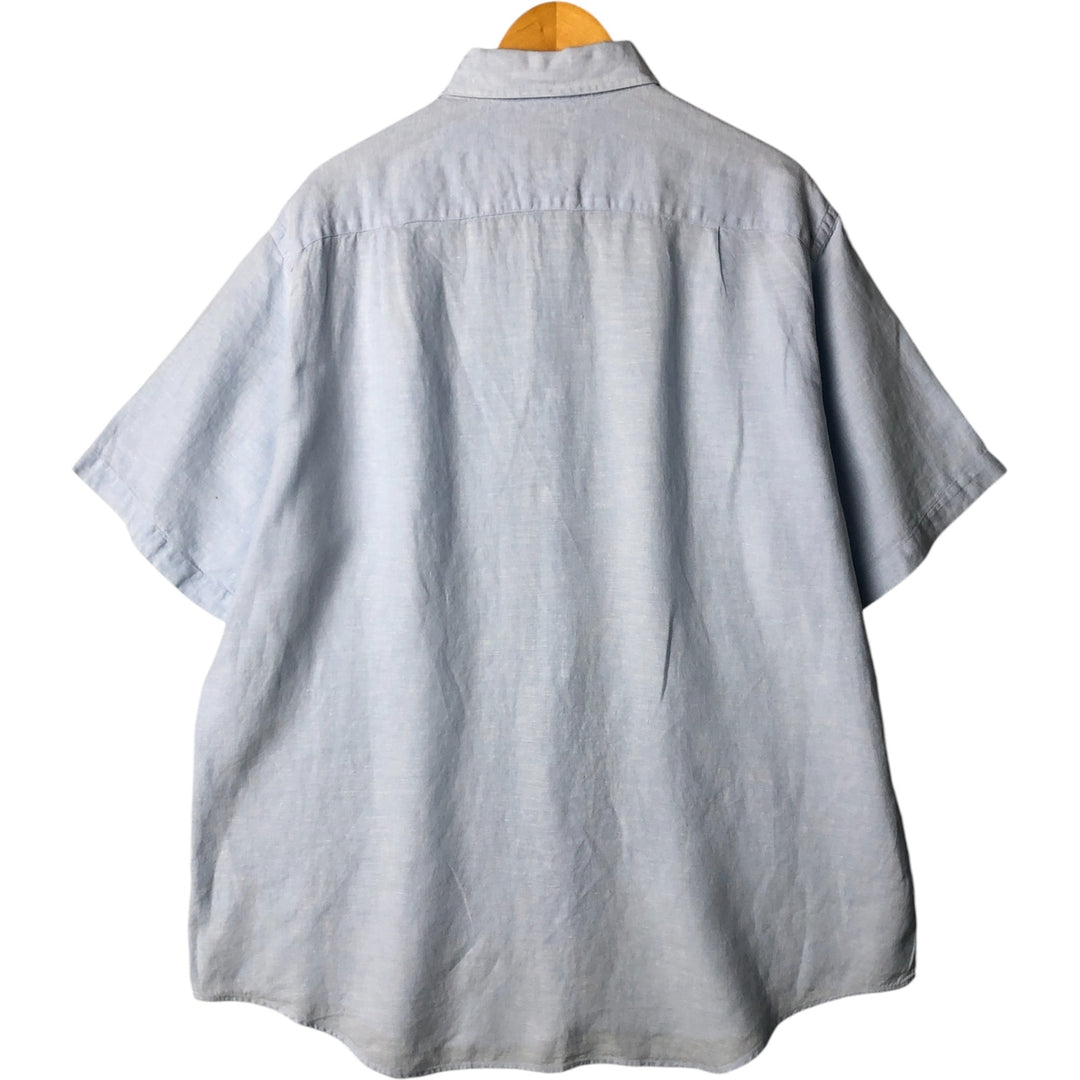 Brooks Brothers 346 short sleeve linen shirt, men's size L linen Blue type light blue Vintage Second Hand