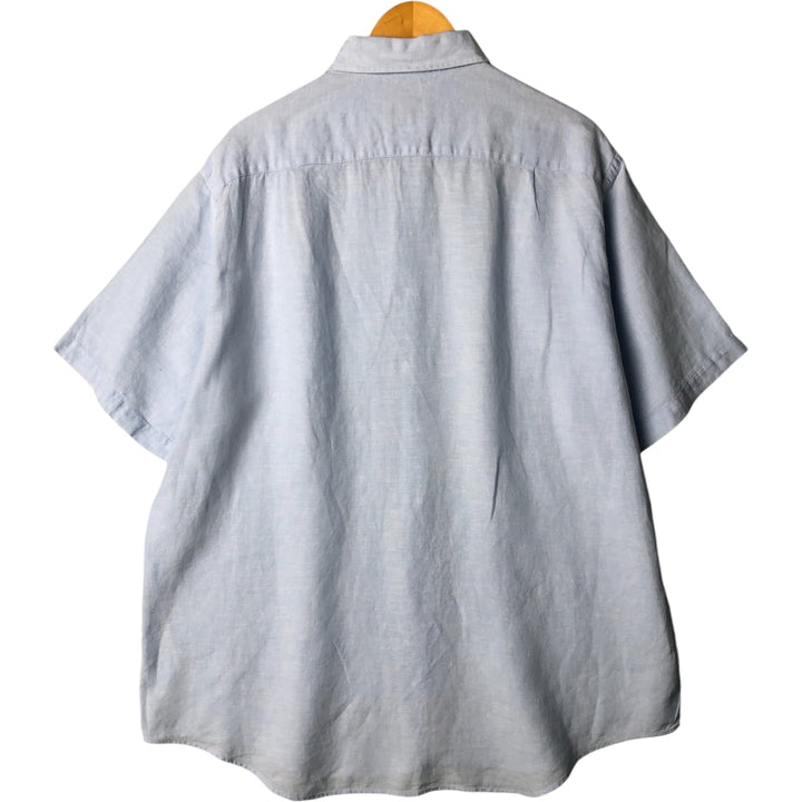 Brooks Brothers 346 short sleeve linen shirt, men's size L linen Blue type light blue Vintage Second Hand