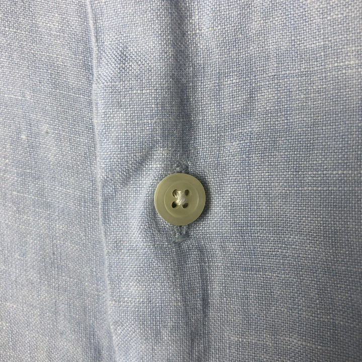 Brooks Brothers 346 short sleeve linen shirt, men's size L linen Blue type light blue Vintage Second Hand