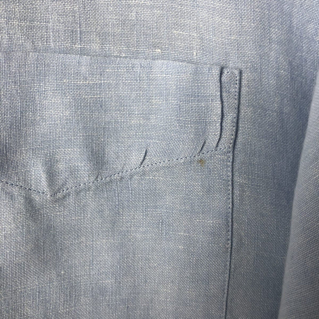 Brooks Brothers 346 short sleeve linen shirt, men's size L linen Blue type light blue Vintage Second Hand