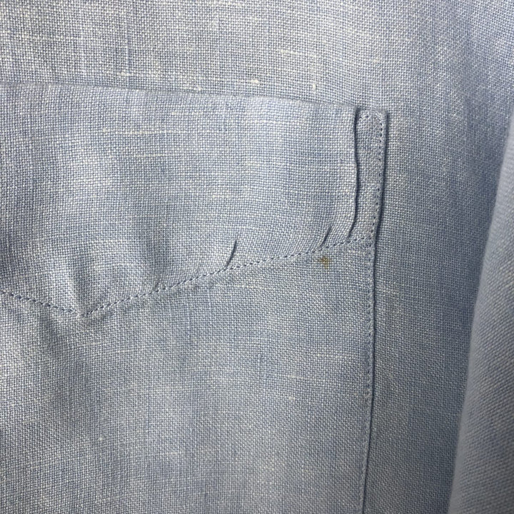 Brooks Brothers 346 short sleeve linen shirt, men's size L linen Blue type light blue Vintage Second Hand