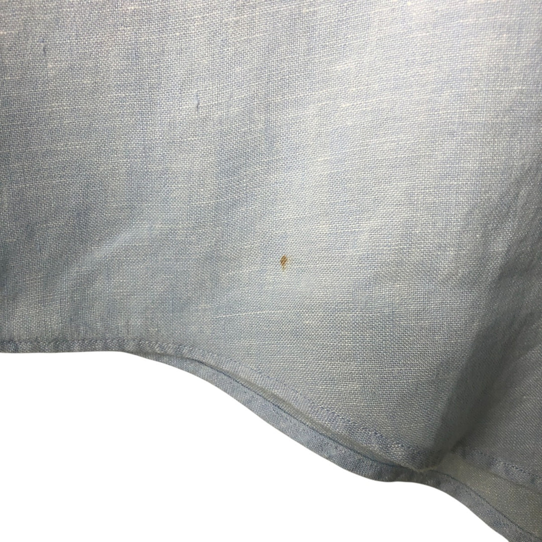 Brooks Brothers 346 short sleeve linen shirt, men's size L linen Blue type light blue Vintage Second Hand