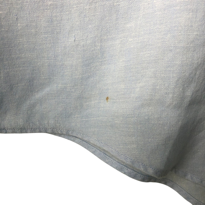 Brooks Brothers 346 short sleeve linen shirt, men's size L linen Blue type light blue Vintage Second Hand