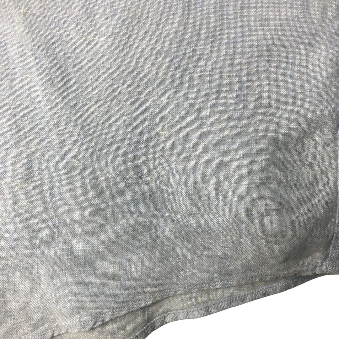 Brooks Brothers 346 short sleeve linen shirt, men's size L linen Blue type light blue Vintage Second Hand