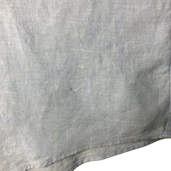 Brooks Brothers 346 short sleeve linen shirt, men's size L linen Blue type light blue Vintage Second Hand