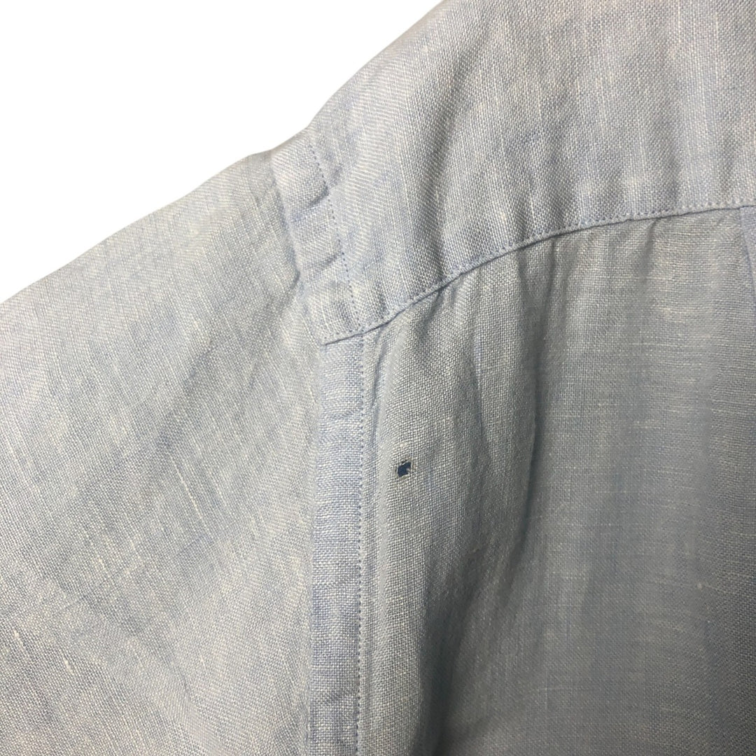 Brooks Brothers 346 short sleeve linen shirt, men's size L linen Blue type light blue Vintage Second Hand