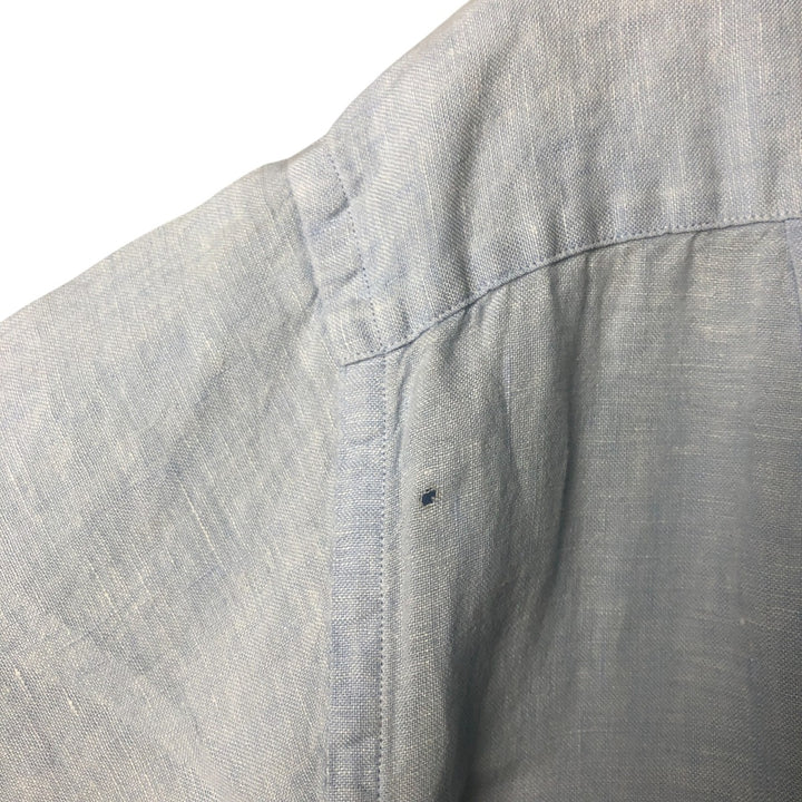 Brooks Brothers 346 short sleeve linen shirt, men's size L linen Blue type light blue Vintage Second Hand