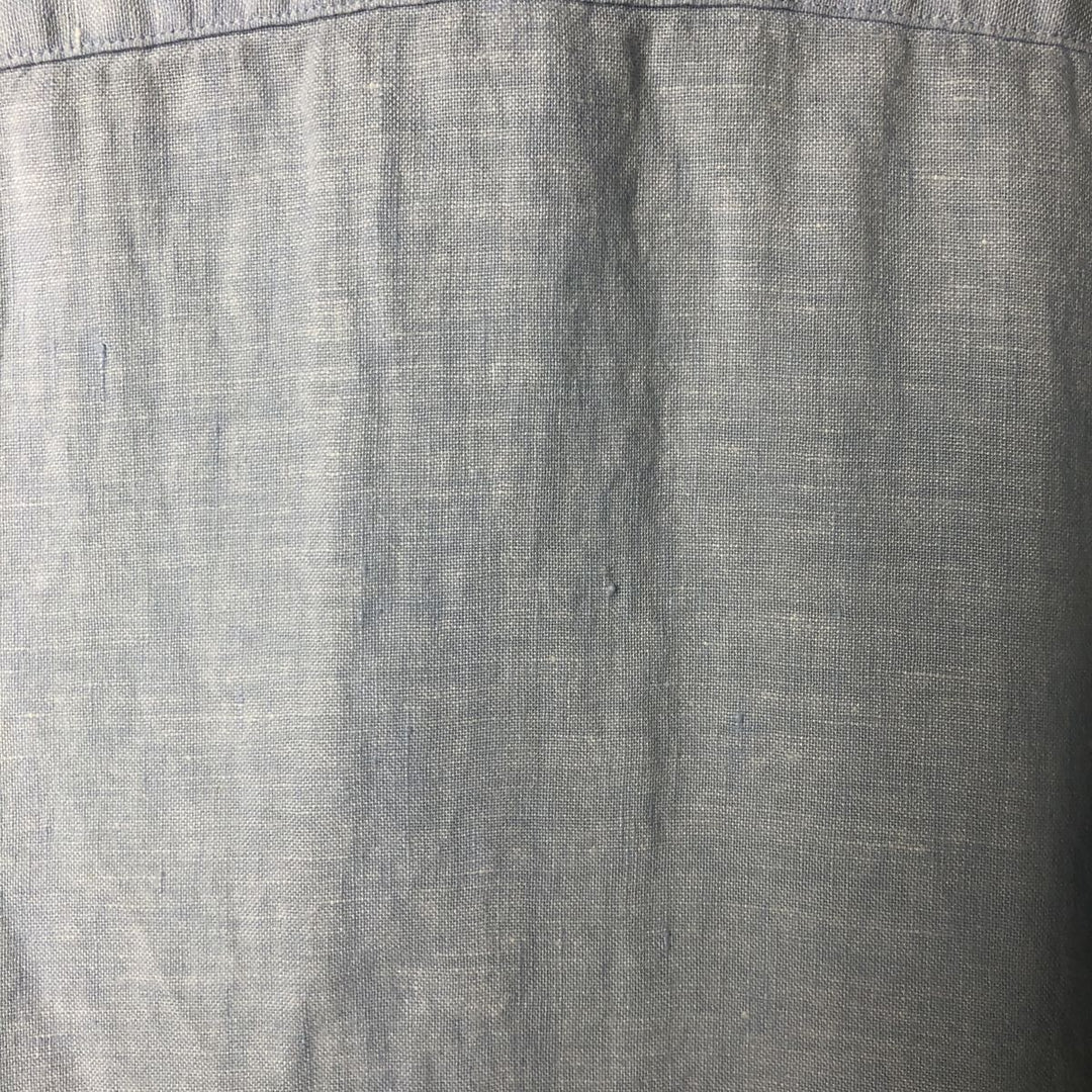 Brooks Brothers 346 short sleeve linen shirt, men's size L linen Blue type light blue Vintage Second Hand