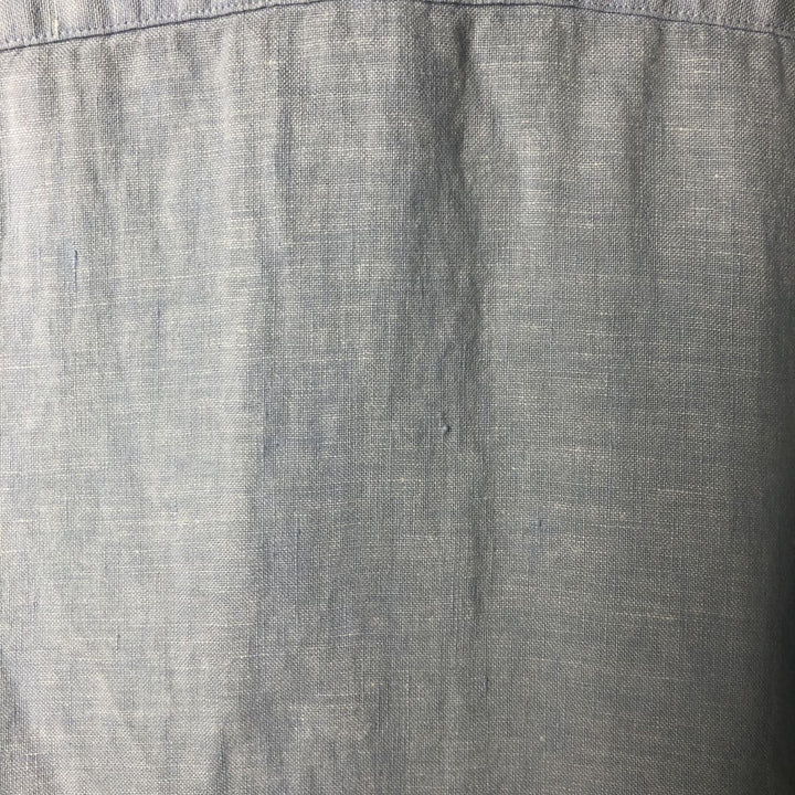 Brooks Brothers 346 short sleeve linen shirt, men's size L linen Blue type light blue Vintage Second Hand