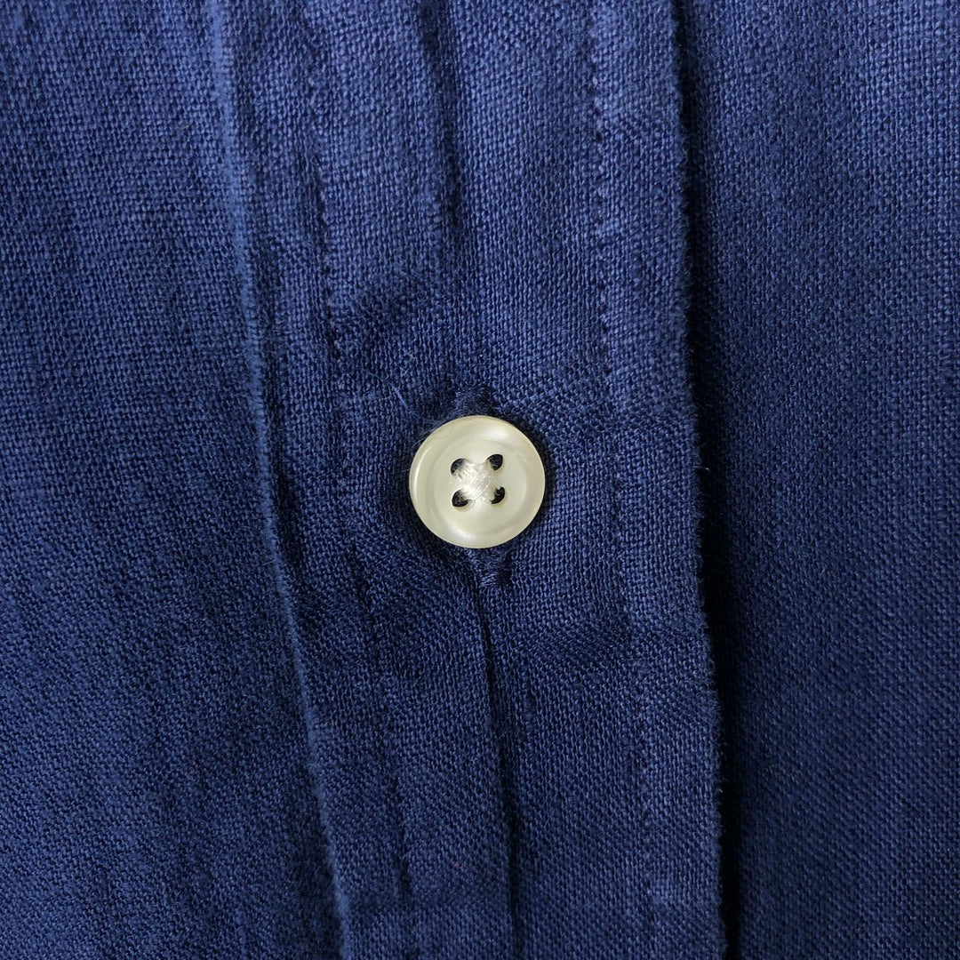 Ralph Lauren short sleeve linen button down shirt, men's size XL linen navy blue type Vintage Second Hand