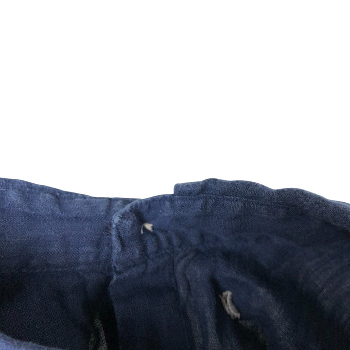 Ralph Lauren short sleeve linen button down shirt, men's size XL linen navy blue type Vintage Second Hand