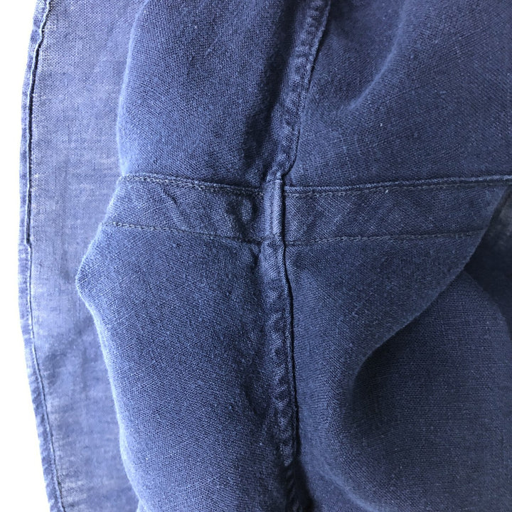Ralph Lauren Classic Fit short sleeve linen button down shirt, men's size M linen navy blue type Vintage Second Hand