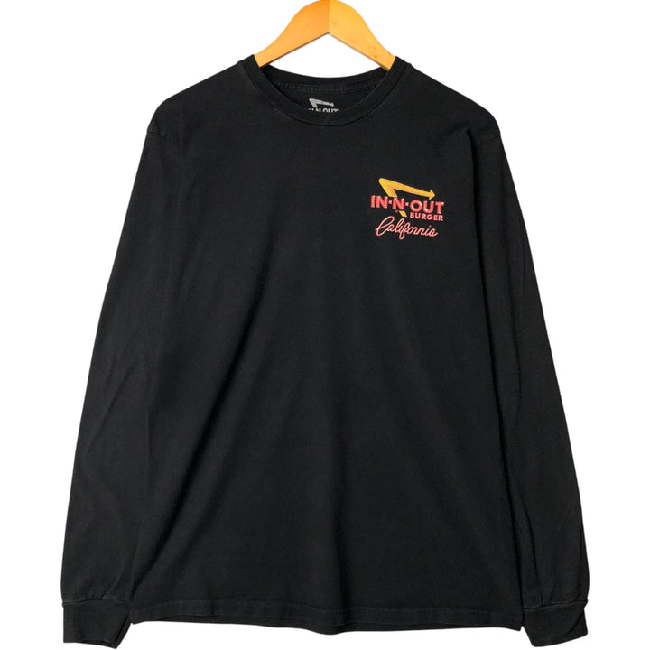IN N OUT BURGER Advertising Long Sleeve T-Shirt, Men's Size Medium cotton black type Vintage Second Hand
