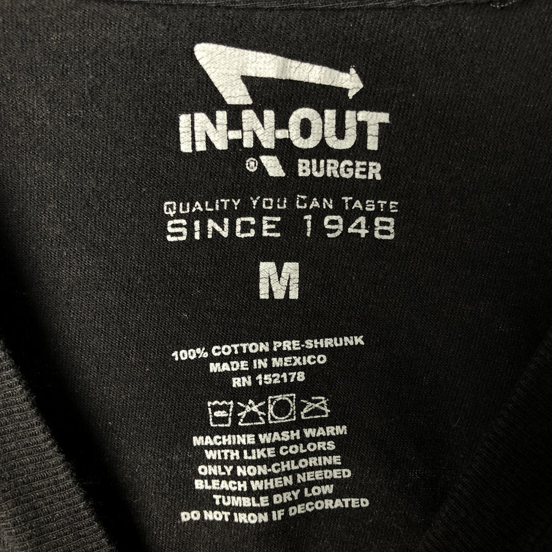 IN N OUT BURGER Advertising Long Sleeve T-Shirt, Men's Size Medium cotton black type Vintage Second Hand
