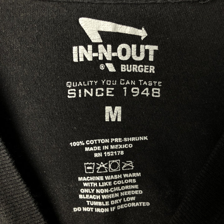 IN N OUT BURGER Advertising Long Sleeve T-Shirt, Men's Size Medium cotton black type Vintage Second Hand