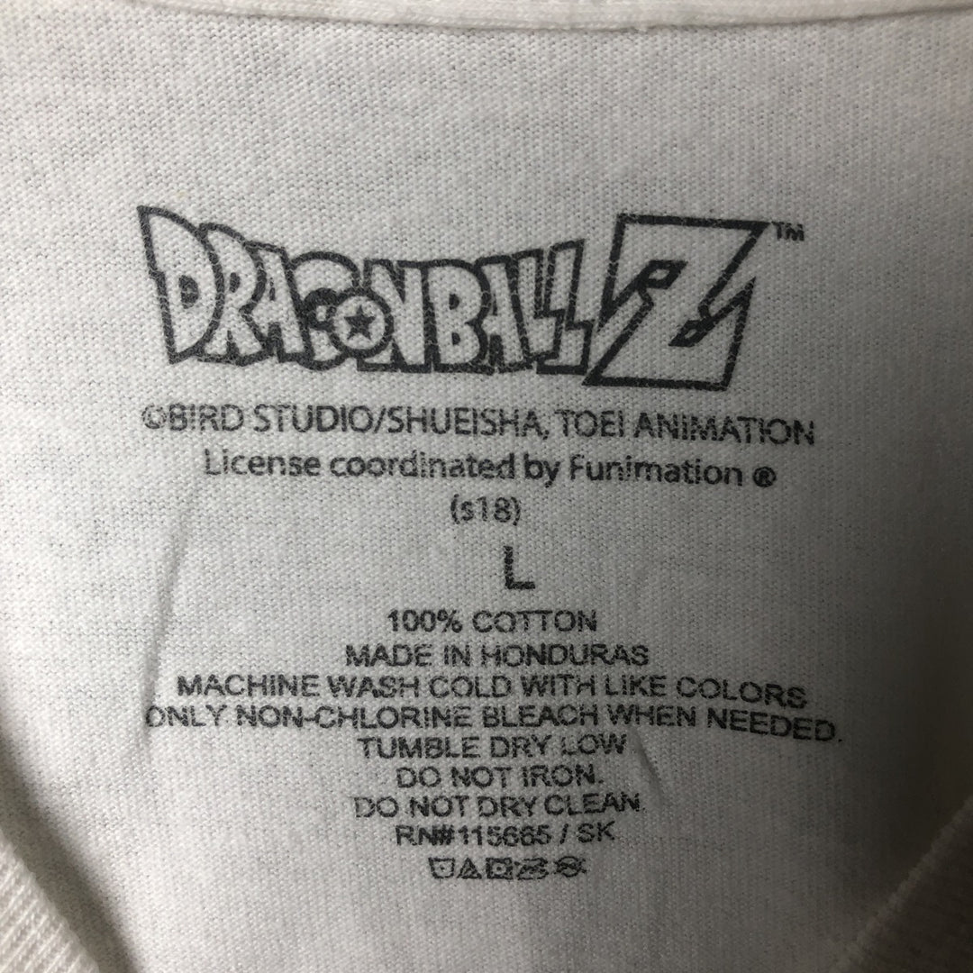 DRAGONBALL Z Dragon Ball Z Anime Character Print Long Sleeve T-Shirt, Men's Size L cotton white type Vintage Second Hand