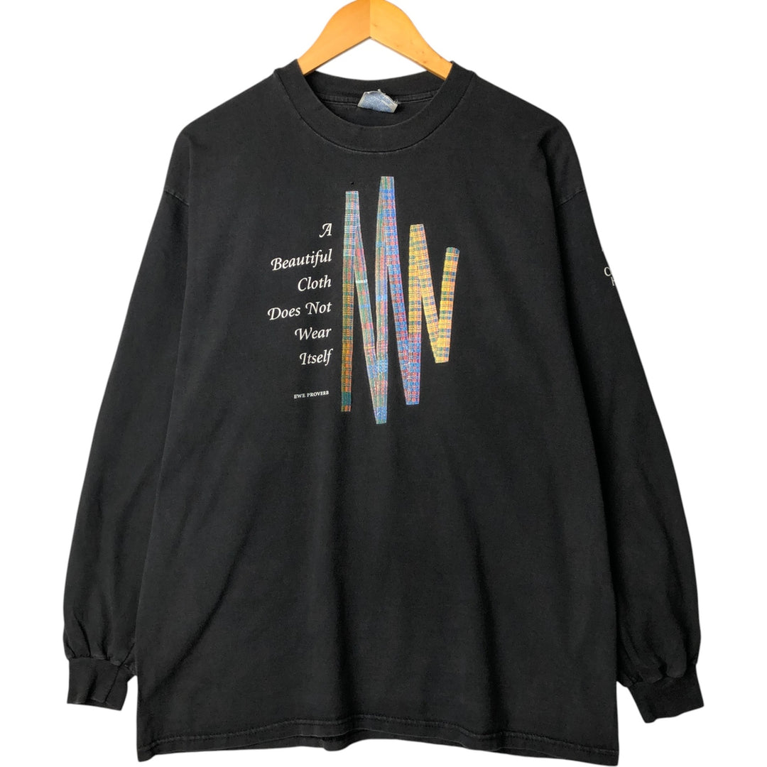 00'S Hanes Long Sleeve T-Shirt, Men's XL cotton black type Vintage Second Hand