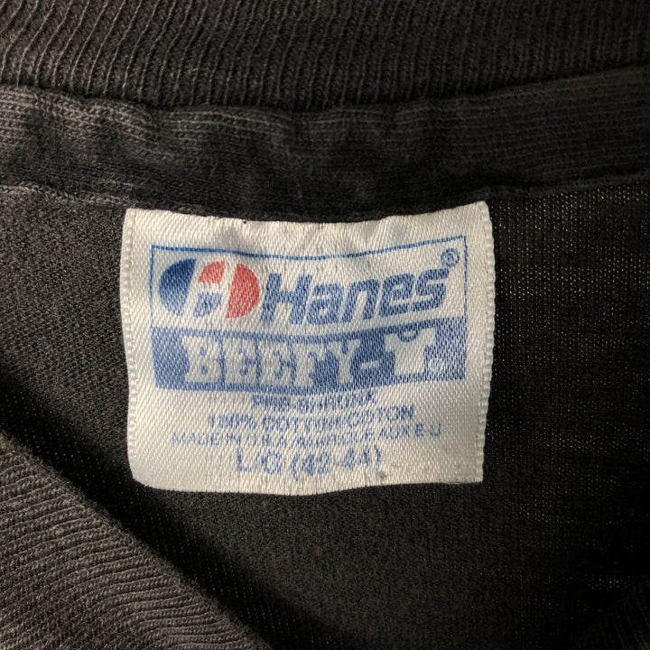 Vintage 1980'S Hanes long-sleeved T-shirt, made in the USA, size L, men's cotton Charcoal Vintage Second Hand