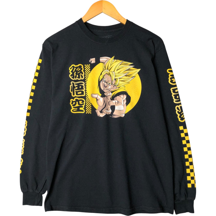 DRAGONBALL Z Dragon Ball Z Anime Character Print Long Sleeve T-Shirt, Men's Size Medium cotton black type Vintage Second Hand