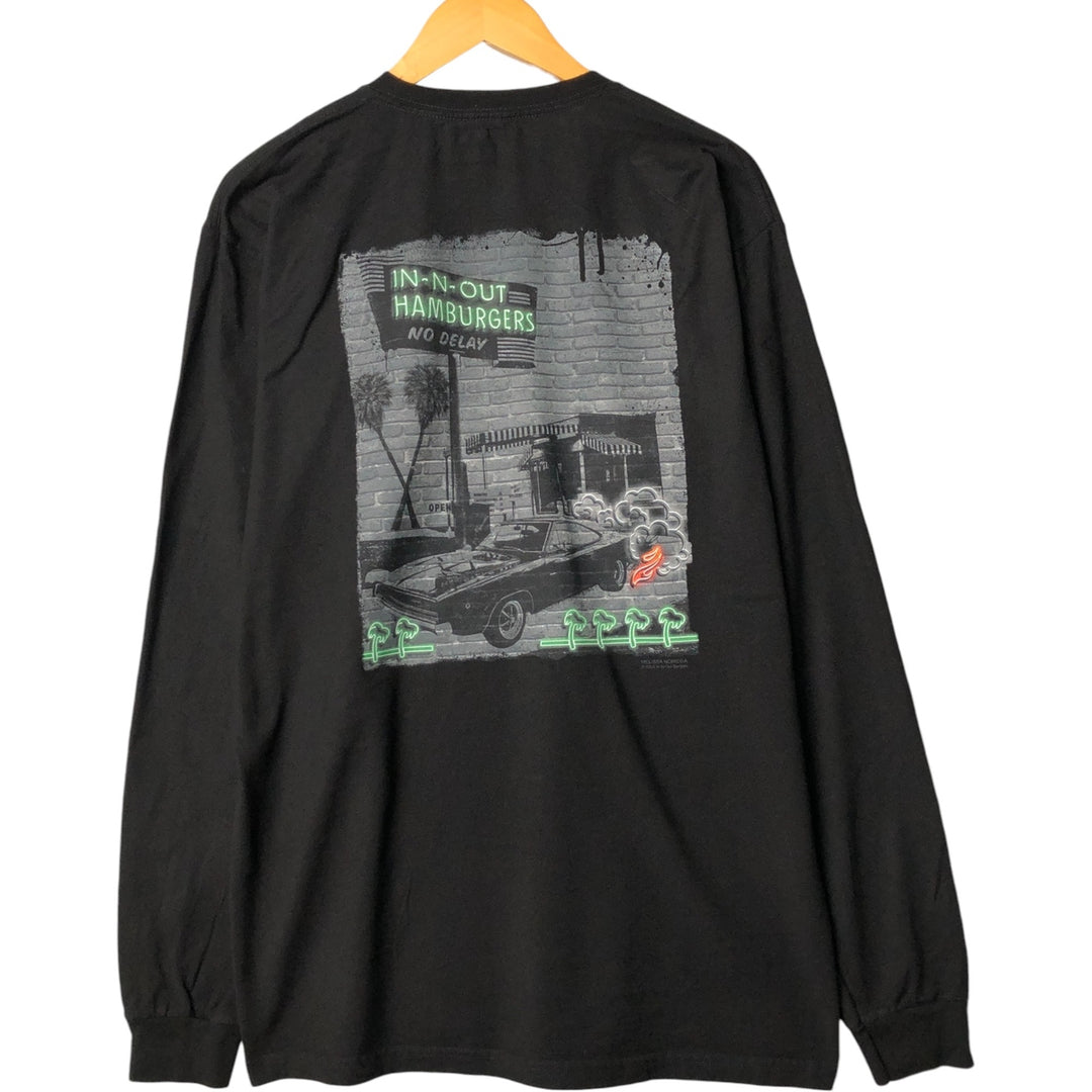 IN N OUT BURGER Advertising Long Sleeve T-Shirt, Men's Size L cotton black type Vintage Second Hand