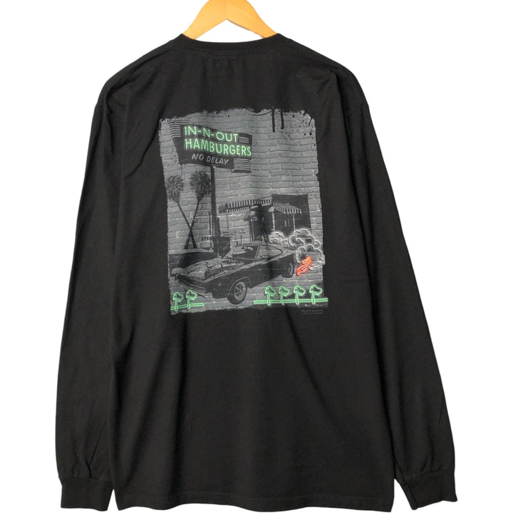 IN N OUT BURGER Advertising Long Sleeve T-Shirt, Men's Size L cotton black type Vintage Second Hand