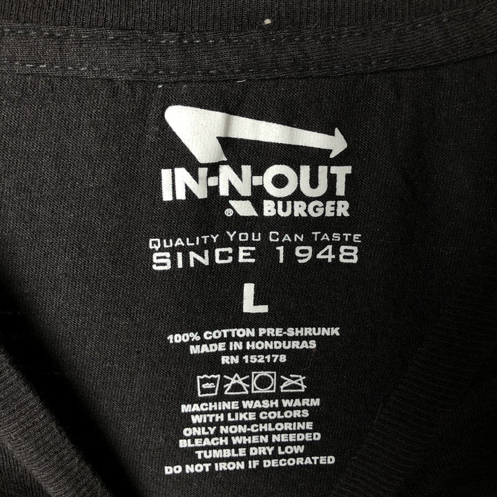 IN N OUT BURGER Advertising Long Sleeve T-Shirt, Men's Size L cotton black type Vintage Second Hand