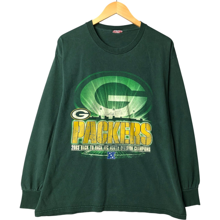 2000'S NFL GREEN BAY PACKERS Long Sleeve T-Shirt, Men's Size L unclear Green type dark green Vintage Second Hand
