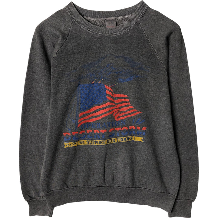 Vintage 90'S Fruit of the Loom Stars and Stripes print sweatshirt, Made in USA, Men's size M unclear Charcoal Vintage Second Hand