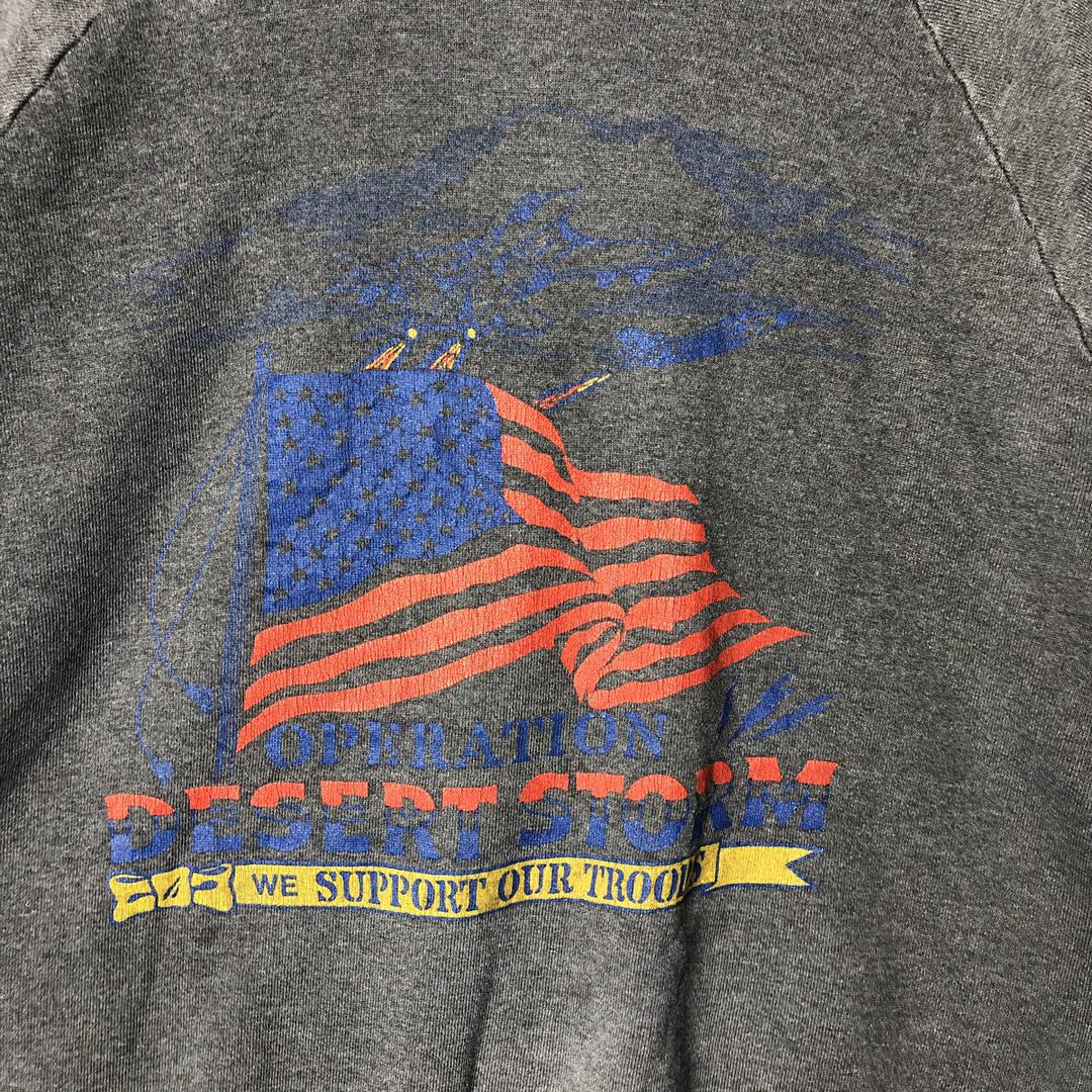 Vintage 90'S Fruit of the Loom Stars and Stripes print sweatshirt, Made in USA, Men's size M unclear Charcoal Vintage Second Hand