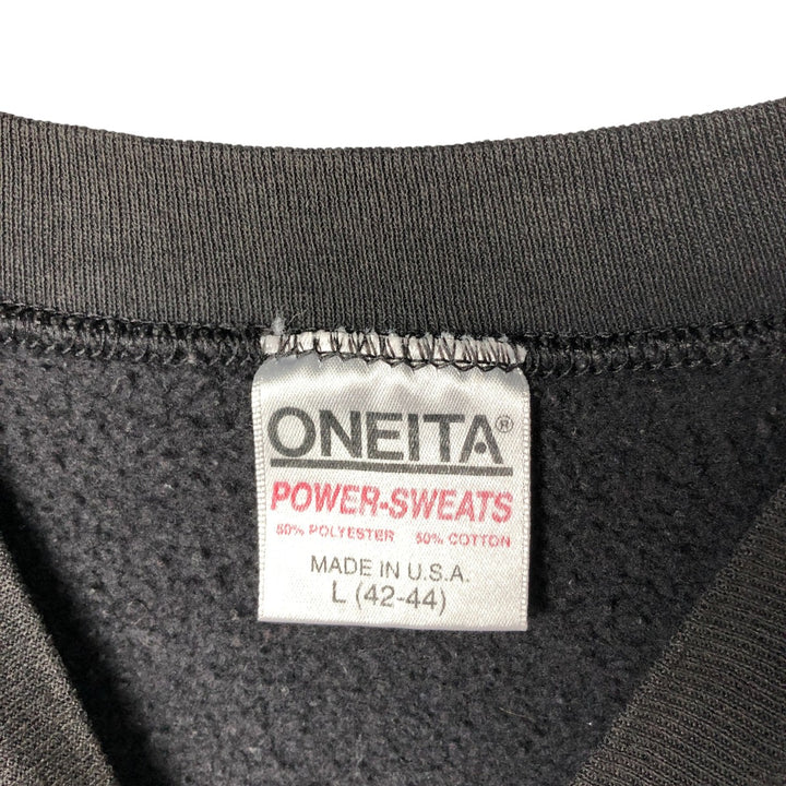 90'S ONEITA Sweatshirt, Made in USA, Men's Size L, Vintage polyester black type Vintage Second Hand