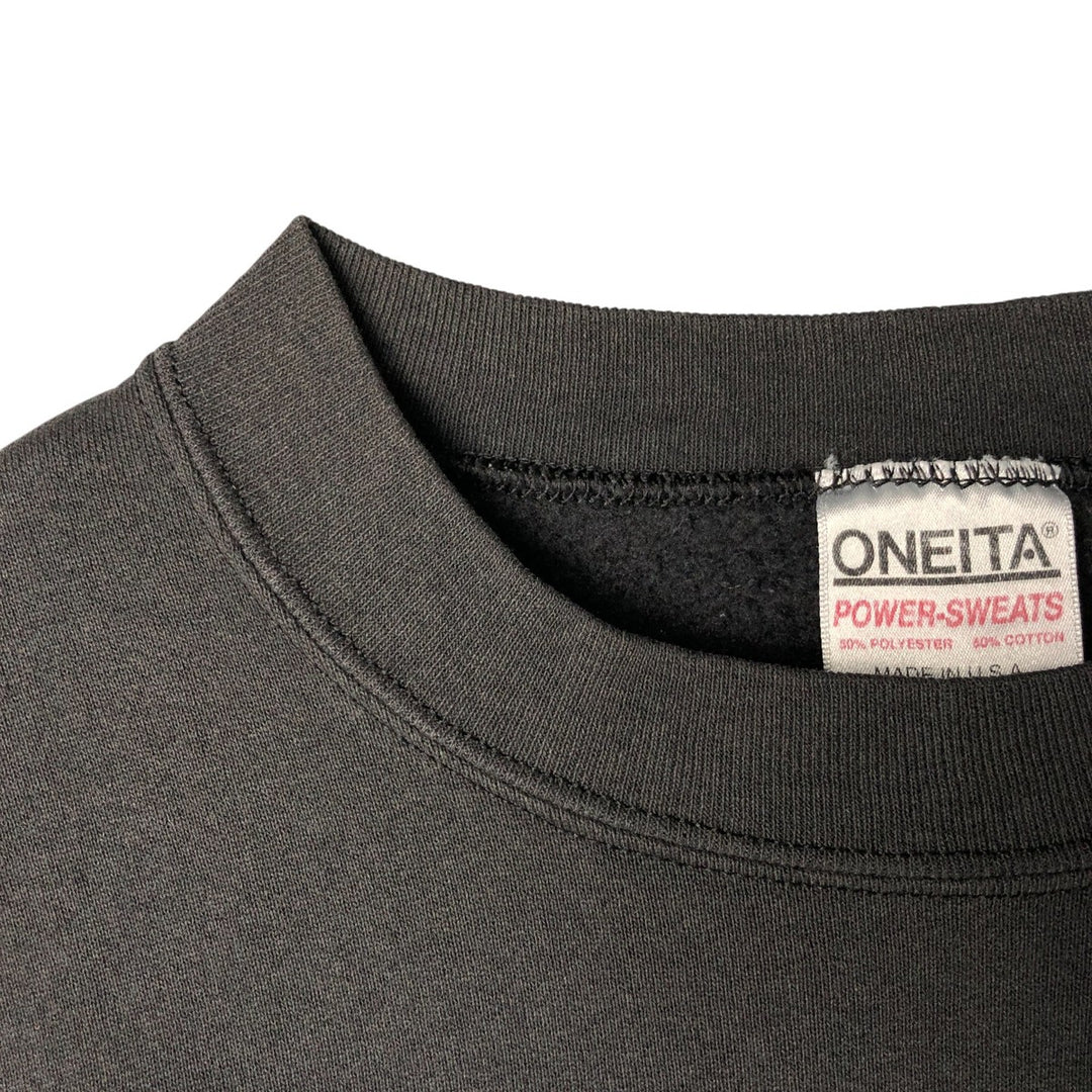 90'S ONEITA Sweatshirt, Made in USA, Men's Size L, Vintage polyester black type Vintage Second Hand