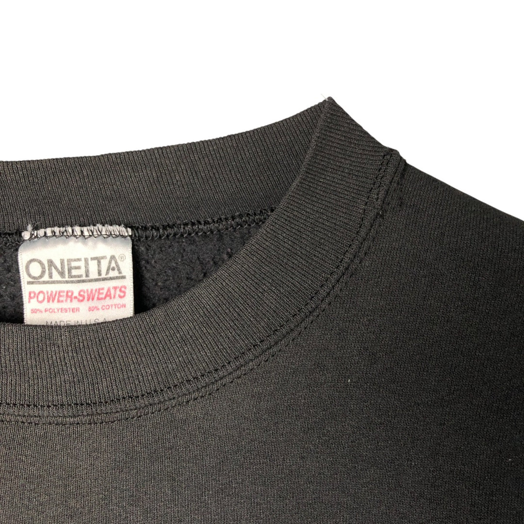 90'S ONEITA Sweatshirt, Made in USA, Men's Size L, Vintage polyester black type Vintage Second Hand