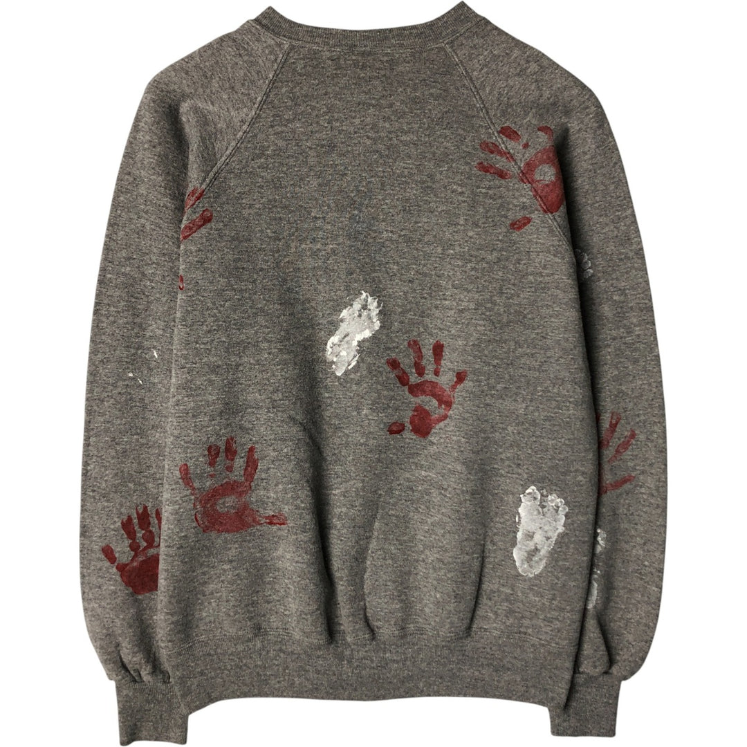 Vintage 80s-90'S Jerzees Painted Sweatshirt, Made in USA, Men's Size XL polyester gray type Vintage Second Hand