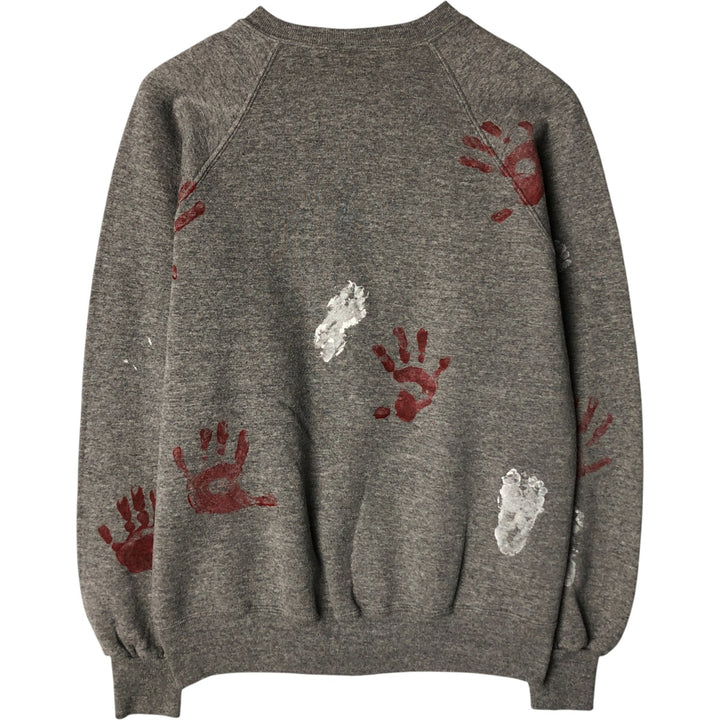 Vintage 80s-90'S Jerzees Painted Sweatshirt, Made in USA, Men's Size XL polyester gray type Vintage Second Hand